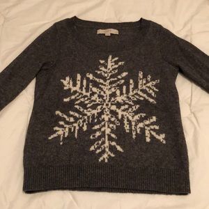 LOFT grey wool snowflake sweater in XXSP